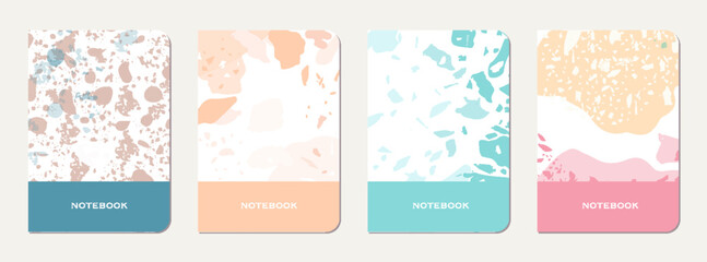 School notebook cover design. Terrazzo abstract