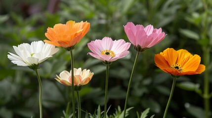Fototapeta premium A colorful garden in full bloom with a variety of flowers showcasing nature's palette and the joy of gardening Illustration, Image, , Minimalism,