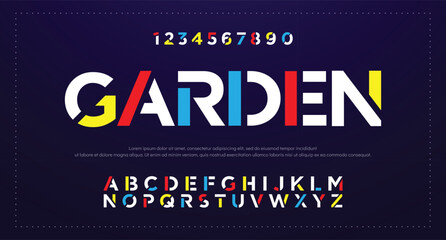 Design Modern abstract digital alphabet font. Minimal technology typography, Creative urban sport fashion futuristic font and with numbers. vector illustration.
