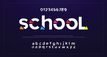 Modern abstract digital alphabet font. Minimal technology typography, Creative urban sport fashion futuristic font and with numbers. vector illustration