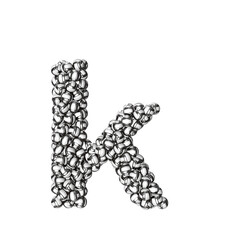 Symbol made of black volleyballs. letter k