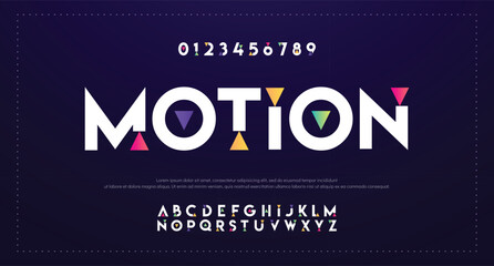 Design Modern abstract digital alphabet font. Minimal technology typography, Creative urban sport fashion futuristic font and with numbers. vector illustration.