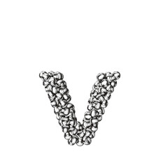 Symbol made of black volleyballs. letter v