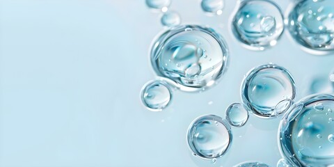 Blue water bubbles background with serum gel texture for cosmetic advertising. Concept Blue Water Bubbles, Serum Gel Texture, Cosmetic Advertising