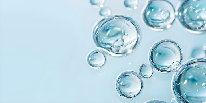 Blue water bubbles background with serum gel texture for cosmetic advertising. Concept Blue Water Bubbles, Serum Gel Texture, Cosmetic Advertising