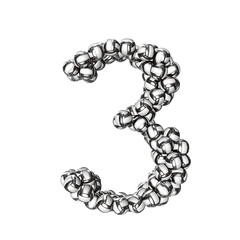 Symbol made of black volleyballs. number 3