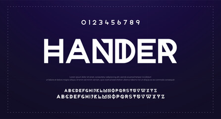 Design Modern abstract digital alphabet font. Minimal technology typography, Creative urban sport fashion futuristic font and with numbers. vector illustration.