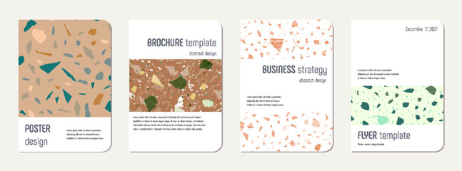 Naklejka premium Note book cover design. Terrazzo abstract
