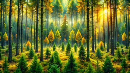 sunrise in the forest