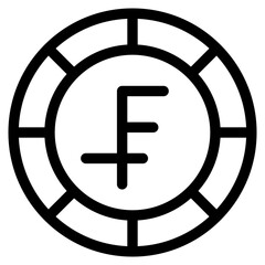 Swiss Franc, coin, currency, money, cash Icon