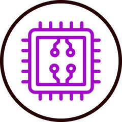 Processor Vector Line Purple Circle black