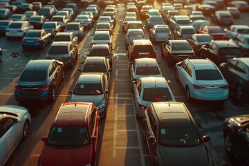 Fototapeta premium Outdoor car lot, sale, rental services. Insurance-backed. Auto parking, dealership, agent. Automotive industry hub.. Beautiful simple AI generated image in 4K, unique.