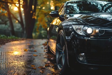 headlights close-up, car dealership, auto theme. Beautiful simple AI generated image in 4K, unique.