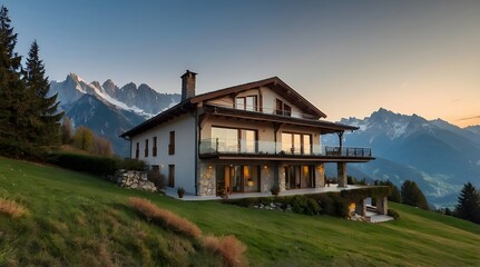 Exterior Villa With Large Windows