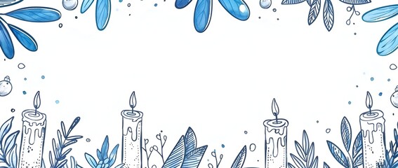 Understated Hanukkah Doodle Border With Blank Space for Overlay