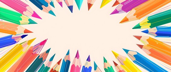 Fototapeta premium Vibrant Doodle Back to School Border with Blank Space for Mock Up Message