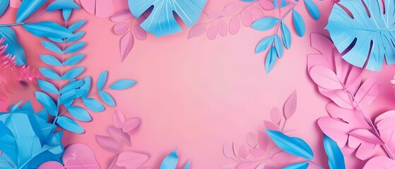 Vibrant Floral Botanical Pop Art Poster Banner Background with Empty Space for Mock Up Design