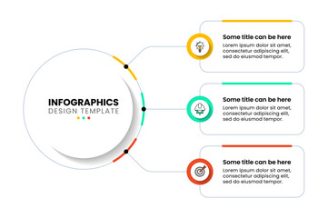 Infographic template. Circle with title connected to 3 banners