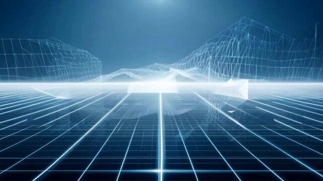 Elegant futuristic light and reflection with grid line background