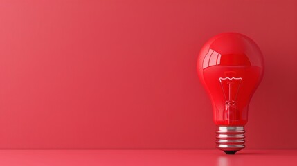A close-up shot of a red lightbulb, symbolizing creativity and innovation, with a blurred minimalist background providing copy space for customization.