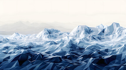 Obraz premium Abstract geometric composition with low poly shapes in white and dark blue, creating a modern background