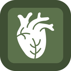 Heart Glyph Green Box Icon