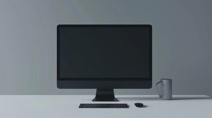 Fototapeta premium Desktop computer mockup, blank monitor display. Creative concept, 3D design icons for website configuration, repair, maintenance, and settings.
