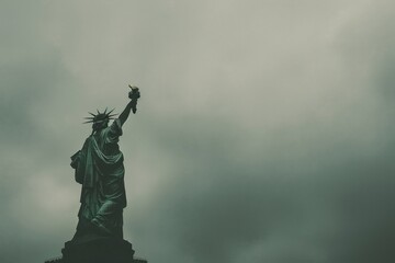 Statue of Liberty in New York at night - travel photography. Beautiful simple AI generated image in 4K, unique.