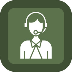 Customer Service Glyph Green Box Icon
