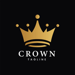 Royal Elegant Gold Crown Logo and Luxurious Majestic Design on Black Background