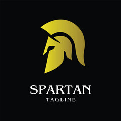 Golden Spartan Helmet logo on black background