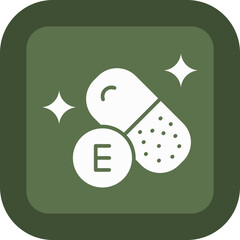 Vitamin Pill Glyph Green Box Icon