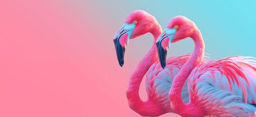 Naklejka premium vibrant flamingo with soft gradient background