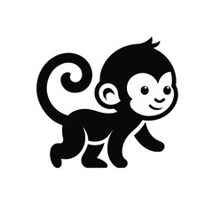 monkey mascot logo in black silhouette