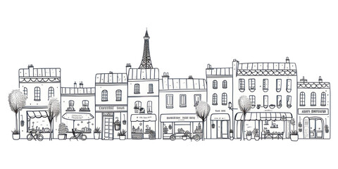 Obraz premium PNG Paris street drawing sketch doodle.