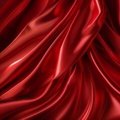 Obraz premium Abstract Red Satin Background: Perfect for Mobile and Computer Wallpapers, Celebrations, National Day, and Christmas Festive Themes, Featuring Natural Curves and Abstract Scenic Art, High-Resolution A