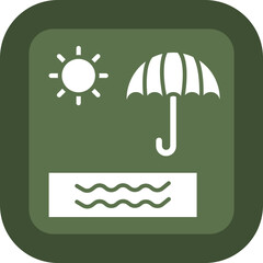 Beach Glyph Green Box Icon
