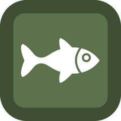 Fish Glyph Green Box Icon
