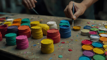 child playing with toys in a kindergarten, ai generated