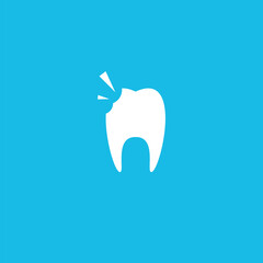 Tooth caries and healthy tooth. Superficial caries logo icon template illustration
