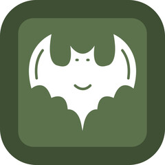 Bat Sign Glyph Green Box Icon