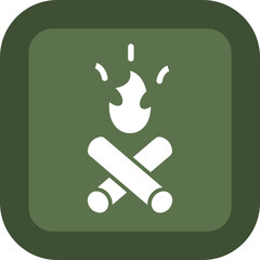 Fire Glyph Green Box Icon