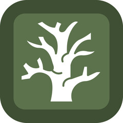Dry Tree Glyph Green Box Icon