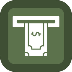 Atm Cashout Glyph Green Box Icon