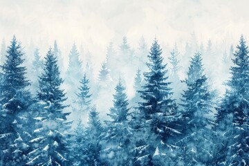 Watercolor-style landscape of mountains and forests, painted nature. Generative AI. Beautiful simple AI generated image in 4K, unique.