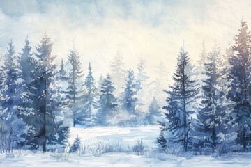 Fototapeta premium Watercolor-style landscape of mountains and forests, painted nature. Generative AI. Beautiful simple AI generated image in 4K, unique.