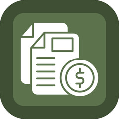 Invoice Bill Glyph Green Box Icon