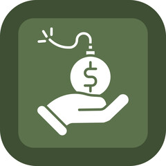 Debt Glyph Green Box Icon