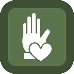 Obraz premium Helping Hand Glyph Green Box Icon