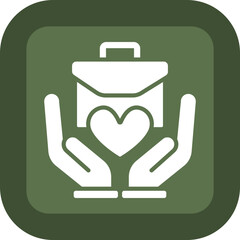 Social Services Glyph Green Box Icon